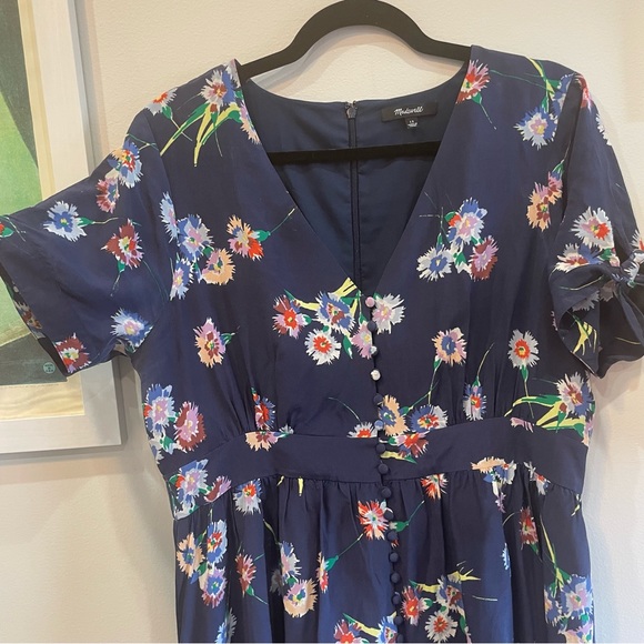 Madewell Silk Button-Front Tie-Sleeve Retro Dress - Picture 2 of 5